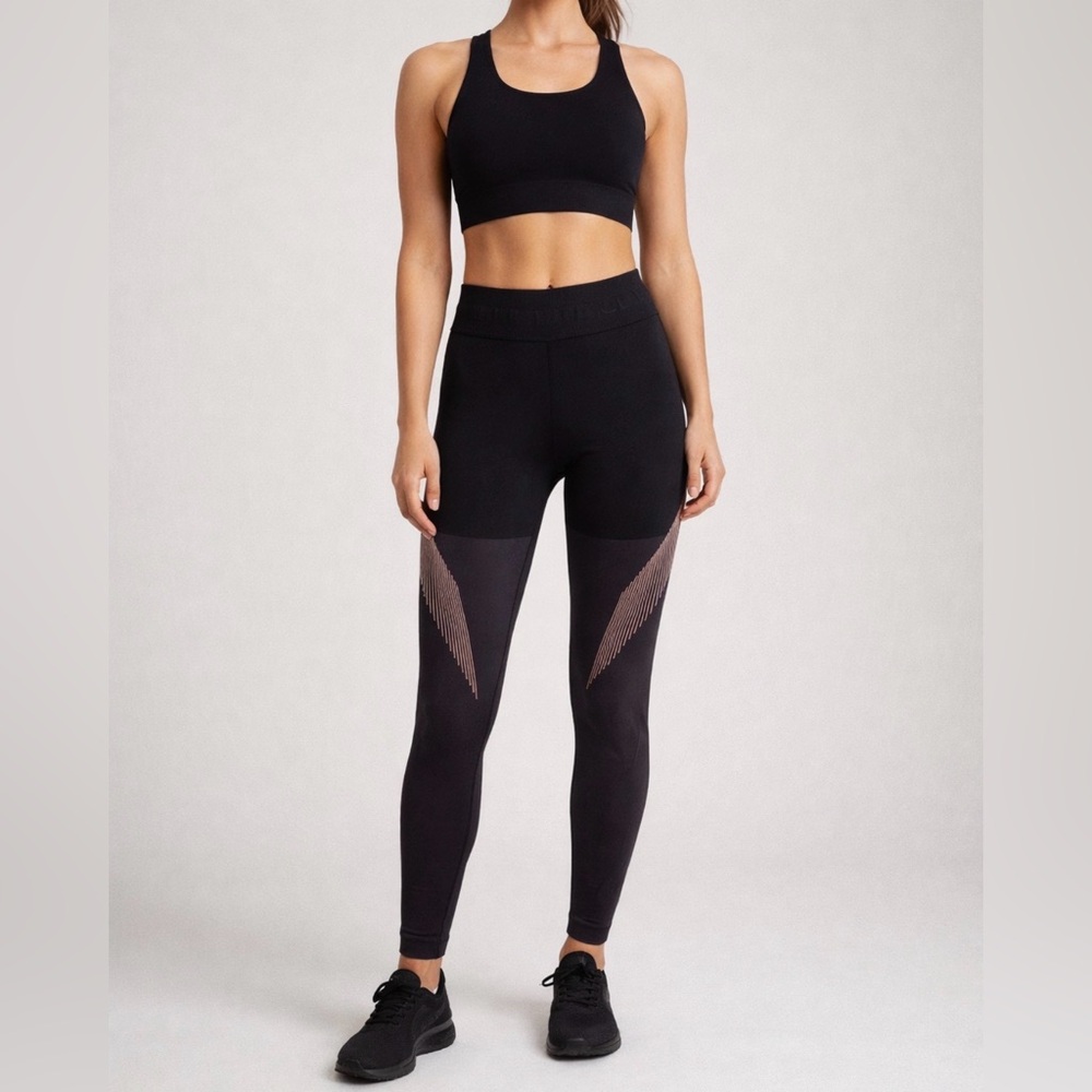 Black High Rise Leggings Medium Mesh Athletic